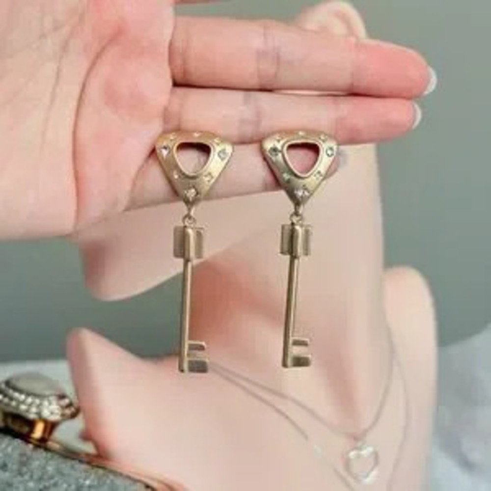 Gold Key Dangle Earrings